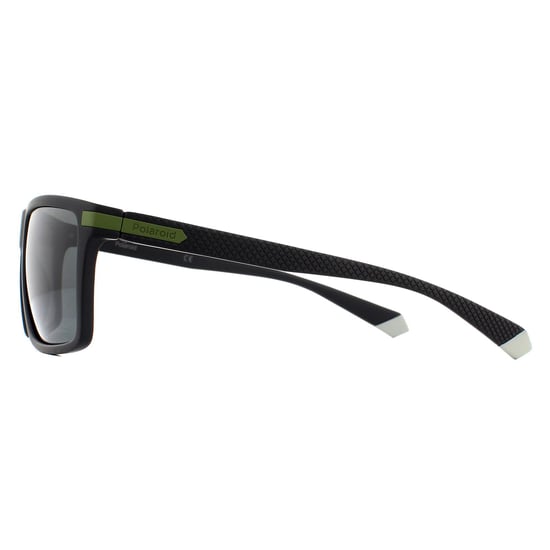 Polaroid Rectangle Mens Black Green Grey Polarized Sunglasses