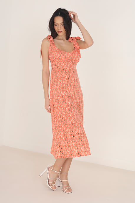 Orange Sweetheart 'Myla' Button Up Woven Midi Dress - Image 1