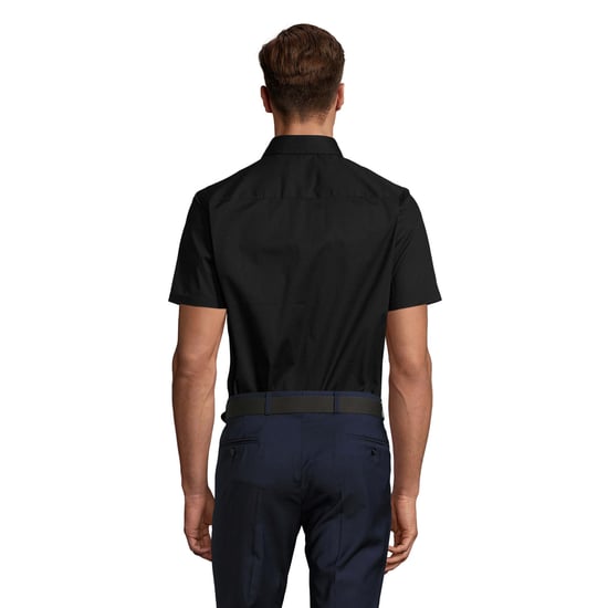SOLS Mens Broadway Stretch Short-Sleeved Shirt (Black) - Image 2
