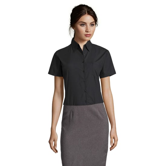 SOLS Womens/Ladies Escape Poplin Short-Sleeved Business Shirt (Black) - Image 1