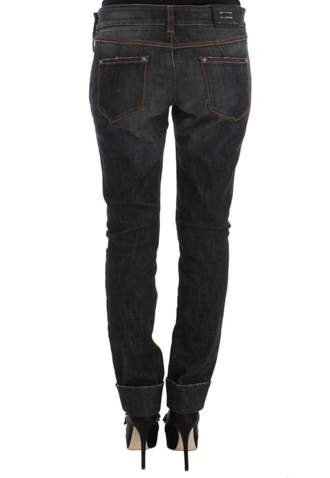 Jeans de mezclilla ajustados de algodón gris para mujer Ermanno Scervino - Image 3