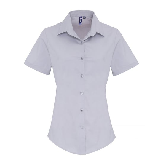 Premier Womens/Ladies Stretch Short-Sleeved Formal Shirt (Silver) - Image 1