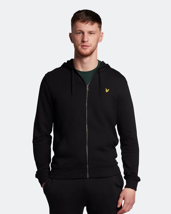 Lyle & Scott Zip Through Hoodie in Black - Image 1