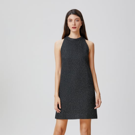 Sleeveless tweed trapeze short dress - Image 1