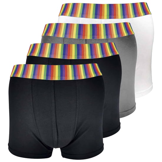 4 Pack Mens Multipack Soft Cotton Novelty Striped Rainbow Boxer Shorts Underwear - Rainbow - Image 1