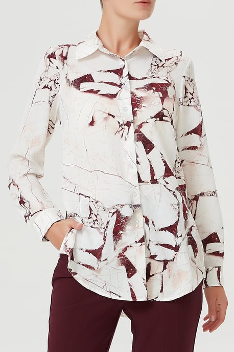 Straight shirt with marble effect print - Image 1