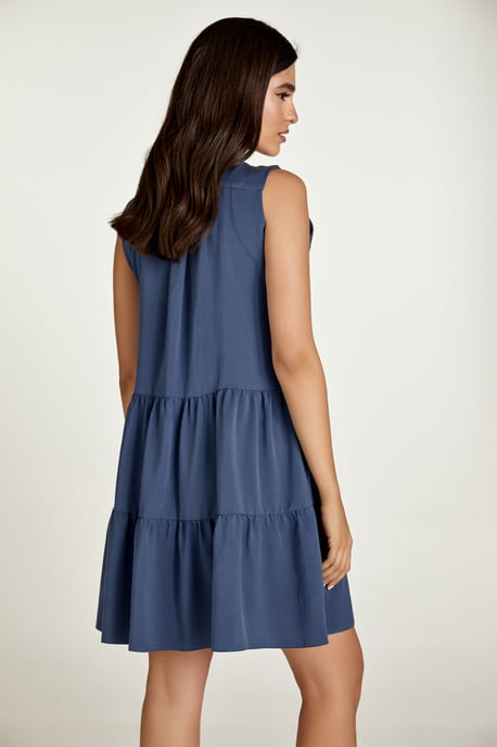 Sleeveless Indigo A Line Dress