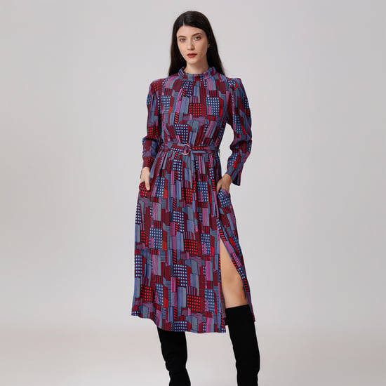 Graphic Print Midi Blouse-Dress - Image 1