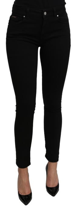 Jeans de algodón elástico negros de talle medio slim para mujer Dolce & Gabbana - Image 1