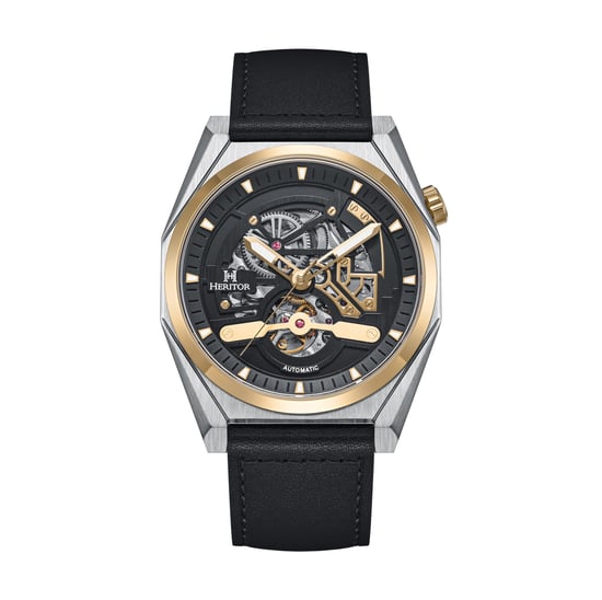 Heritor Automatic Amadeus Semi-Skeleton Leather-Band Watch