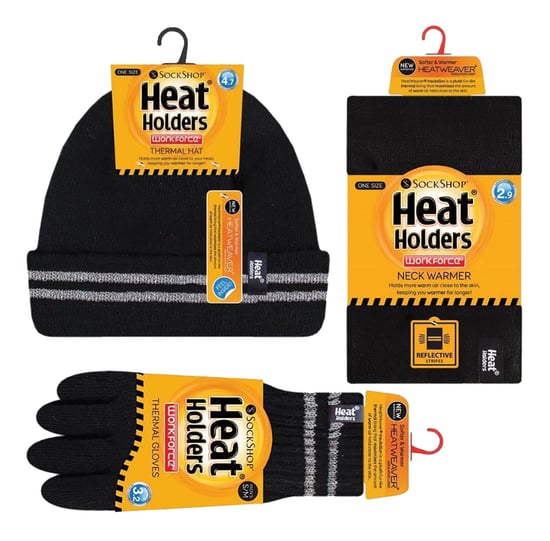 Juego de gorro, braga para el cuello y guantes Hi Vis | Calentadores | Ropa de trabajo reflectante para climas extremadamente fríos - Negro - Image 2