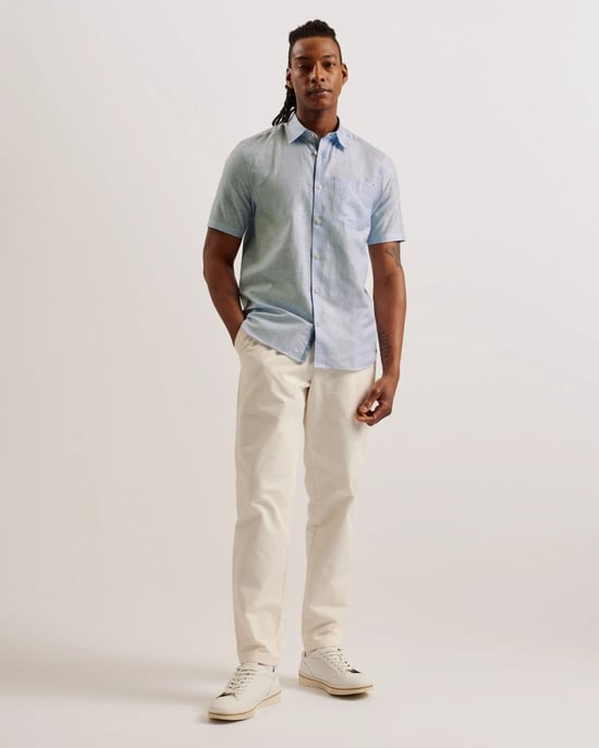 Camisa de manga corta de lino para hombre Ted Baker Palomas - Image 2
