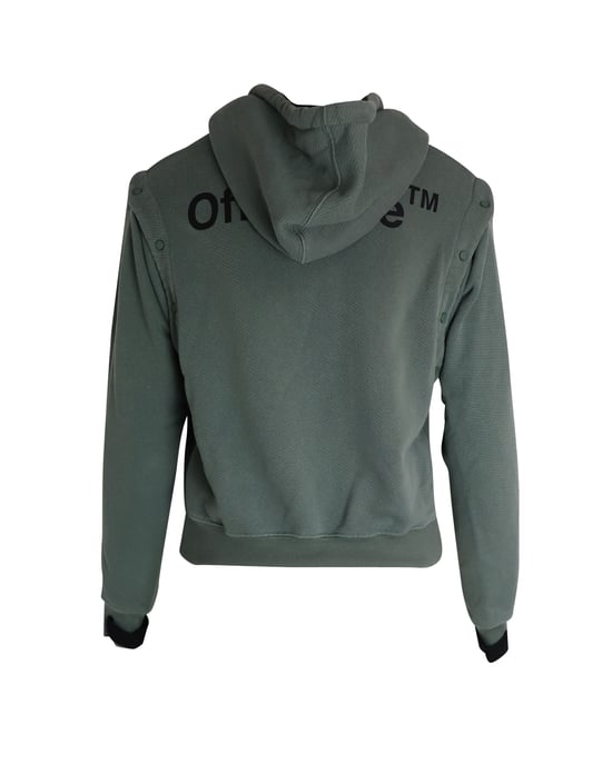 Off-White Hoodie Detachable-Sleeves Hooded Sweater in Khaki Cotton - Image 2