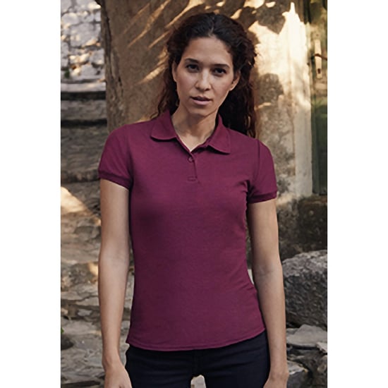 Fruit Of The Loom Womens Lady-Fit 65/35 Short Sleeve Polo Shirt (Burgundy) - Image 3