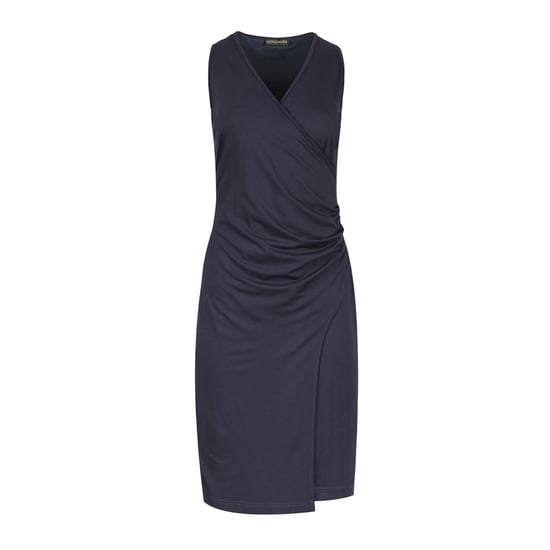 Wrap Style Sleeveless Dress in Navy Blue