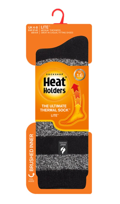 Heat Holders Lite - Calcetines Térmicos Aislantes para Mujer | Varios Diseños Incluyendo Rombo, Rayas, Corazones, Estrellas | Calcetines Cálidos para Invierno - Negro / Blanco (Bolonia) - Image 2