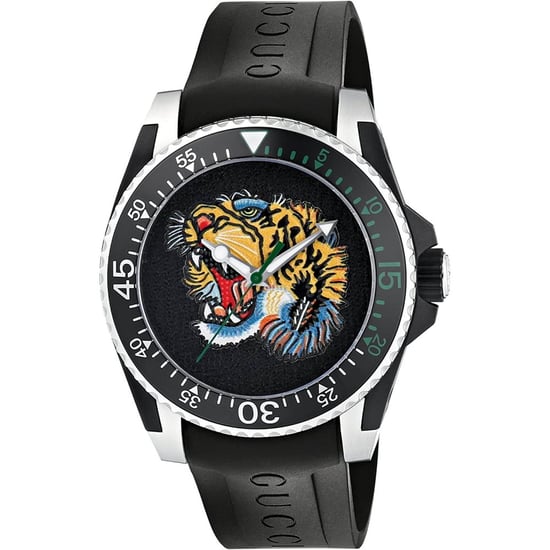Gucci YA136318 Dive Tiger Motif Black Dial Men's Watch