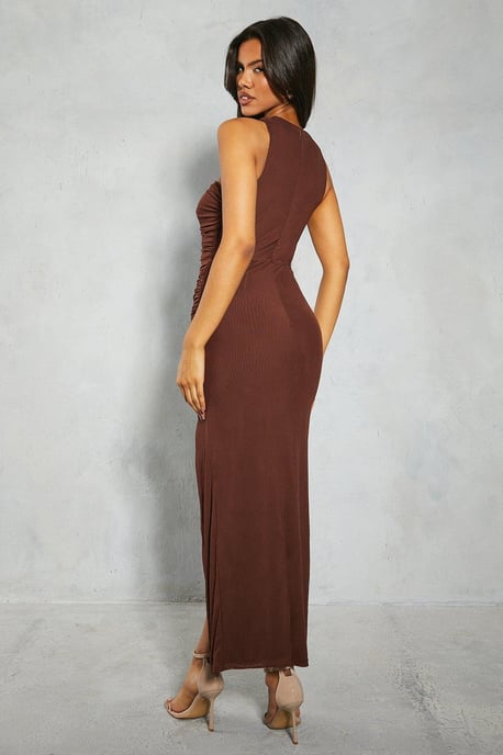Mesh Cut Out Detail Sleeveless Split Leg Maxi Dress