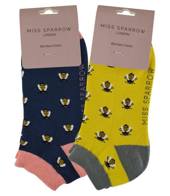 2 Pares de Calcetines de Bambú Multipack | Miss Sparrow | Calcetines transpirables con dibujos de animales - Honey Bees - Image 2