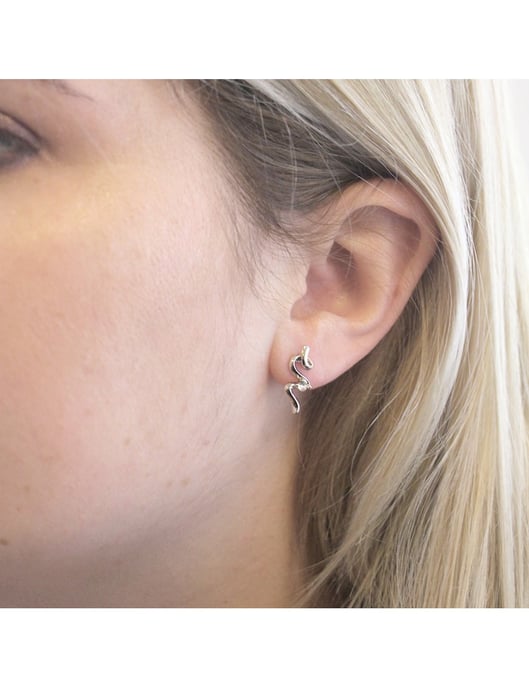 Pendientes Espiral - Plata y Cristal - Image 2