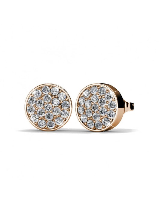 Pendientes Redondos - Oro Rosa y Cristal - Image 4