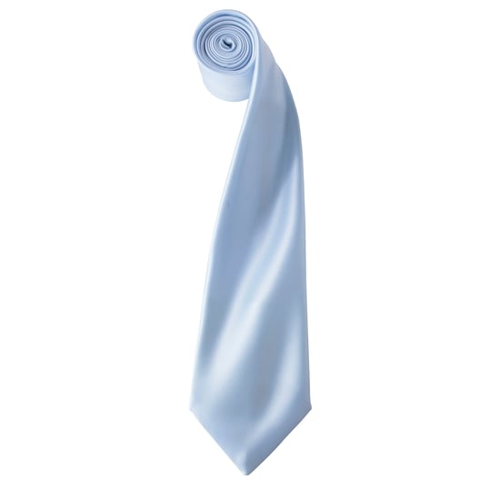 Premier Mens Plain Satin Tie (Narrow Blade) (Light Blue) - Image 1
