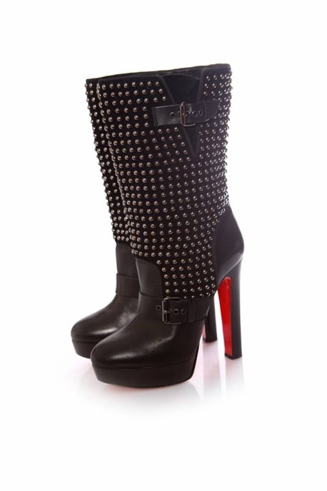 Black leather platform boots - Image 1