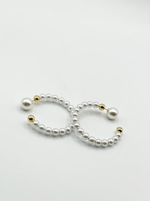 Faux Pearl Hoop Earrings