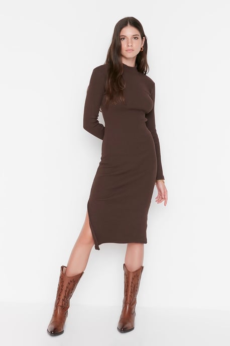Trendyol Women's Standing collar bodycone Midi Dress - Image 1