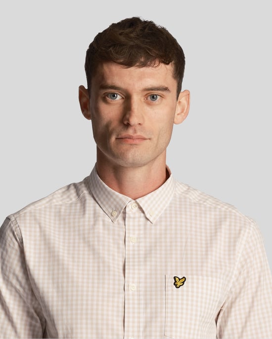 Camisa de manga corta slim fit a cuadros en azul para hombre Lyle & Scott - Image 4