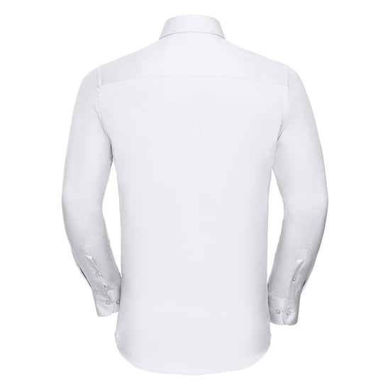 Russell Collection Mens Herringbone Long-Sleeved Formal Shirt (White) - Image 2