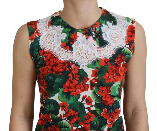 Top sin mangas de encaje de lana blanca con flores para mujer de Dolce & Gabbana - Image 4
