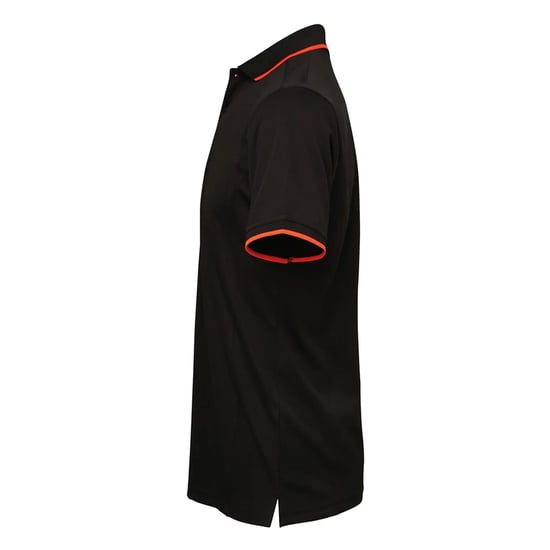 Premier Mens Coolchecker Contrast Pique Polo Shirt (Black/Orange) - Image 3