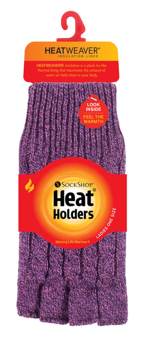 CALEFACTORES - Guantes térmicos de invierno sin dedos de punto por cable para mujer - Image 2