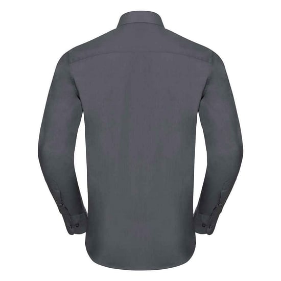 Russell Collection Mens Poplin Tailored Long-Sleeved Shirt (Convoy Grey) - Image 2