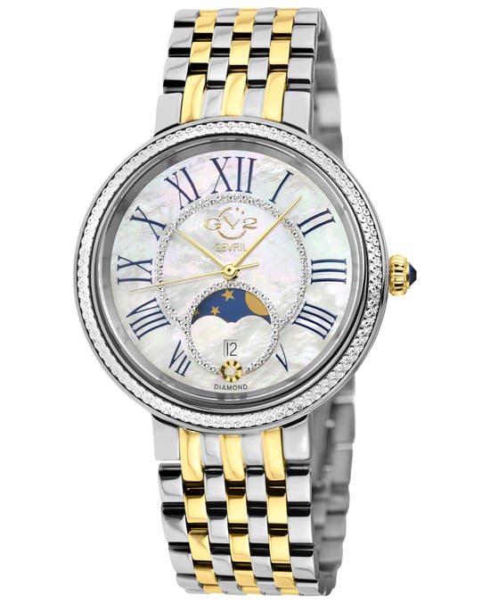Reloj GV2 para mujer Genoa SS, caja de plata, esfera de nácar blanco, acero inoxidable bicolor. - Image 1