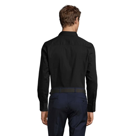 SOLS Mens Brighton Stretch Long-Sleeved Business Shirt (Black) - Image 2