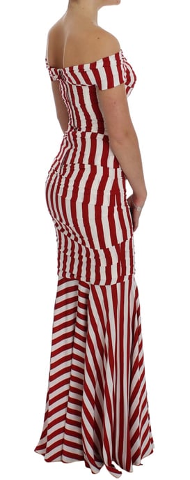 Vestido de seda elástica rojo y blanco para mujer de Dolce & Gabbana - Image 4
