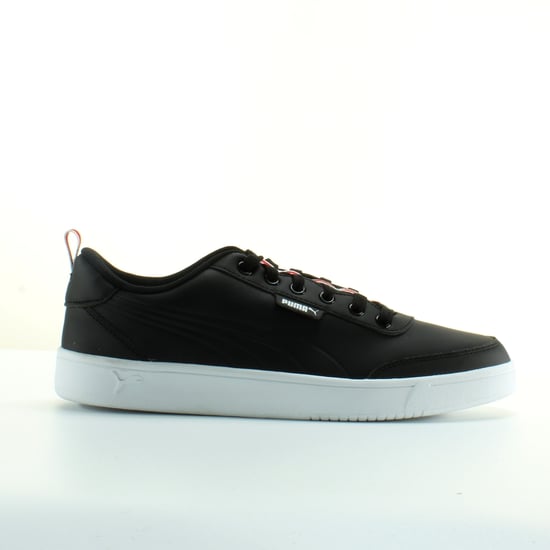 Puma Court Breaker Black Leather Mens Lace Up Trainers 366817 02