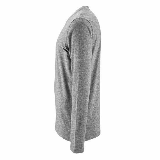 SOLS Mens Imperial Long Sleeve T-Shirt (Grey Marl) - Image 3