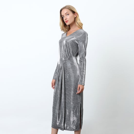 Asymmetrical shimmering cocktail dress