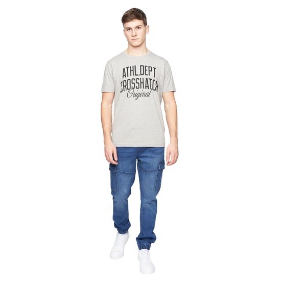 Crosshatch Mens Malimore Cuffed Ankle Cargo Jeans (Stone Wash) - Image 3