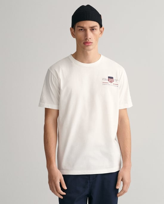 GANT Mens Regular Fit Embroidered Archive Shield T-Shirt
