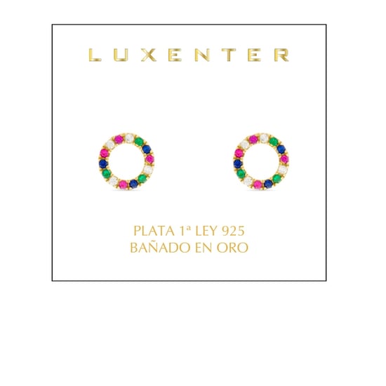 Pendientes Luxenter de Plata de Ley 925 con Circonita Multicolor acabados en oro amarillo de 18K - Machi - Image 2