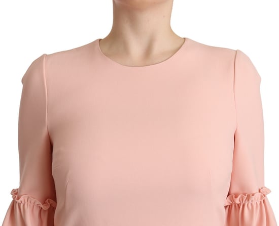 Vestido de tubo de viscosa con volantes en las mangas para mujer de Dolce & Gabbana en color rosa - Image 5