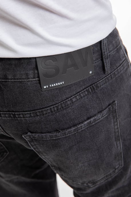 Takeshy Kurosawa Vaqueros Slim Cropped del hombre negro - Image 5