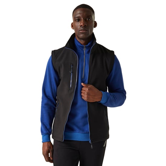 Regatta Mens Navigate Softshell 2 Layer Body Warmer (Black/New Royal)