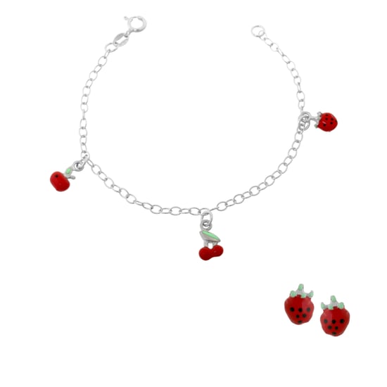 Orphelia 'Apple' Child's 925 Sterling Silver Set: Bracelet + Earrings - Silver SET-7149 - Image 1