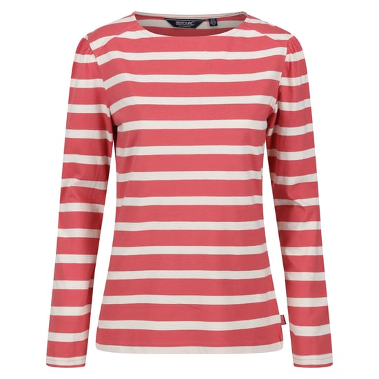 Regatta Womens/Ladies Federica Stripe Long-Sleeved T-Shirt (Mineral Red/Light Vanilla)