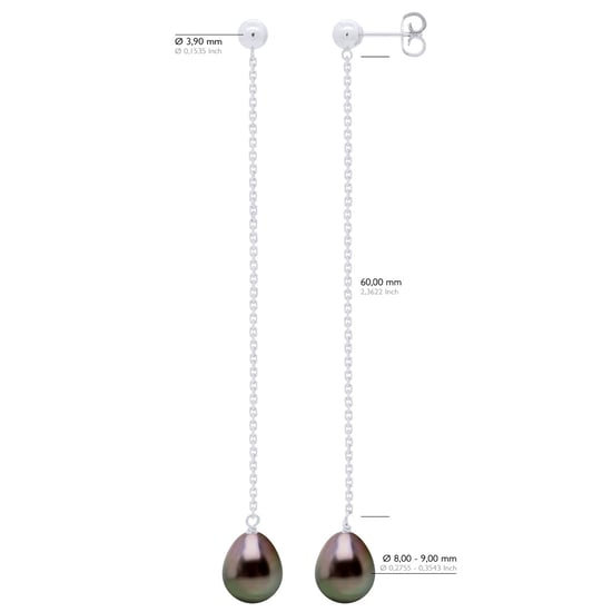 Hanging Earrings - Real Cultured Tahiti Pearls Pear 8-9 mm - Image 2
